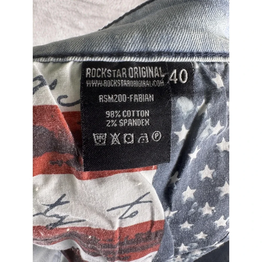 Rockstar Original Jeans Mens 40x30 Blue Distressed Skinny Denim RSM200-FABIAN